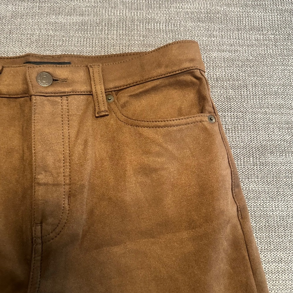 Banana Republic Wide Leg High Rise Pants Women 28/6 Brown Faux Suede - Picture 4 of 11